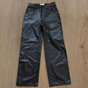 Abercrombie & Fitch Black 90s Relaxed High Rise Vegan Faux Leather Pants